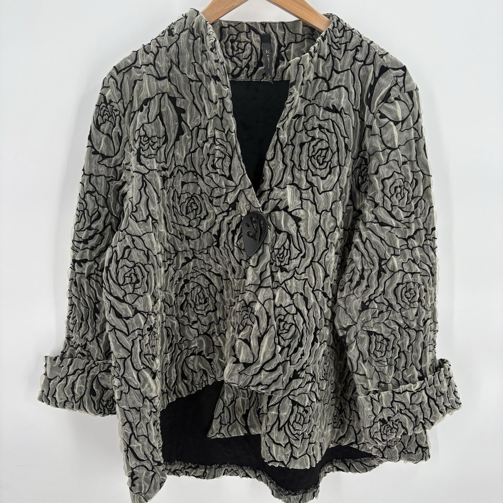 IC Collection by Connie K Asymmetrical‎ Jacket Rose Gray Size Large